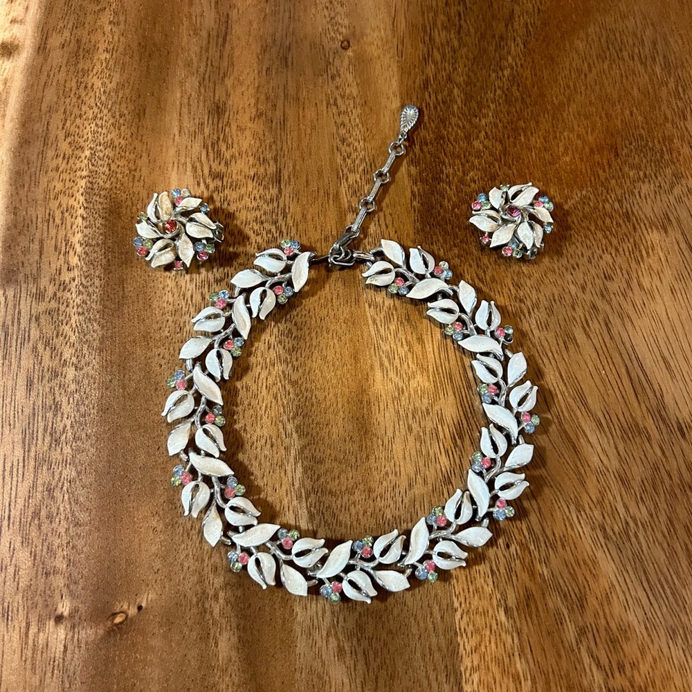 Vintage Necklace and Clip On Earrings Set